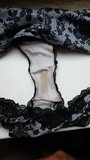 French lover cum on my wife balck dirty panty snapshot 2