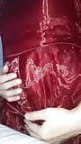 Masturbation Cum Wearing Shiny Red X'mas Dress snapshot 11