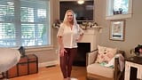 66 YEAR OLD MILF TRY ON WHITE LEGGINGS AND RED LEATHER PANTS snapshot 13