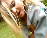 Cute German blonde gets double penetrated outdoors snapshot 15