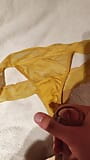 Yellow thong cumshot camping I took in a tent snapshot 5