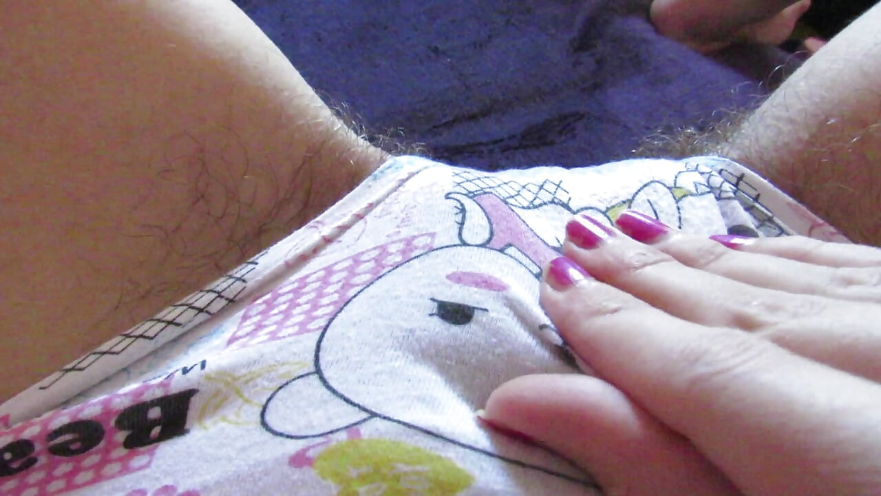 Big clit rubbing in cute panties