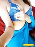 Big boobs desi shruti bhabhi teasing in her blue saree snapshot 2