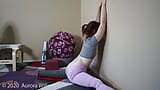 Aurora does yoga in purple yoga pants snapshot 4