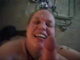 Dirty talking trailer trash chick takes a facial. snapshot 8