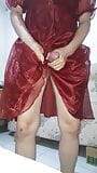 Masturbation Cum Wearing Shiny Red X'mas Dress snapshot 16