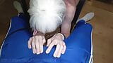 Femboy Cross under the table served the big dick of the owner 's daddy in adidas ! snapshot 2