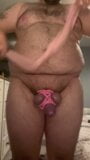 Cock and ball bound extremely tight with pink rope until they turn dark purple and go numb and cold snapshot 3