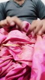 Dick head rub with pink shaded satin silky salwar of neighbour (24) snapshot 14