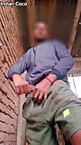 Horny boy risky outdoor masterbating in the stairs snapshot 3