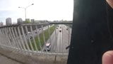 Flashing cock on the highway bridge snapshot 2