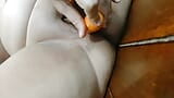 Carrot masturbating pussy leads to creamy mess and orgasm snapshot 1