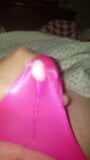 Cumming in new pink satin thong snapshot 4