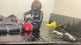 Nana down coat chain self bondage and vibrator orgasm play snapshot 4