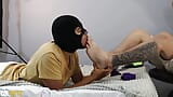 BITCH SUCKS HIS MASTER'S FEET SHE LIKES PURPLE SOCKS snapshot 15