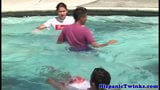 Latin twink at pool in threeway blows his load snapshot 1