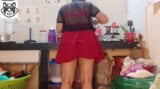 Indian stepsis wearing skirt and doing work and stepbrother caught her snapshot 3