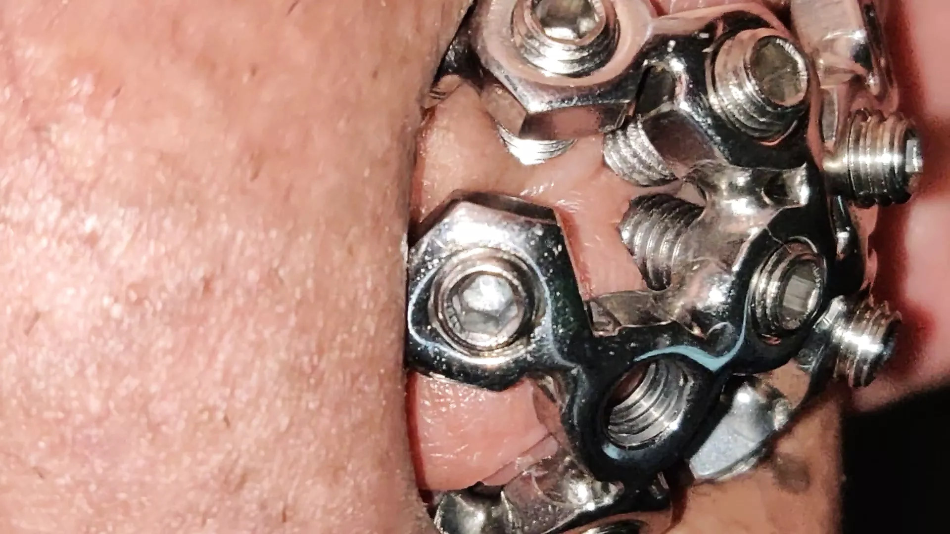 Free watch & Download close up of the set screw in my chastity cage