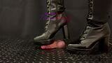 Cock Squeeze & Bootjob in Sexy Black Lace Knee Boots with TamyStarly - CBT, Ballbusting, Cock Crush, Trample snapshot 10