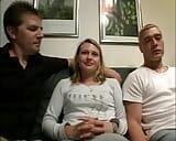 Scandalous German housewife fucks threesome with her husband and his colleague snapshot 3