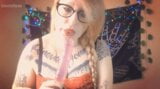 Gagging on the dildo with lots of saliva snapshot 3