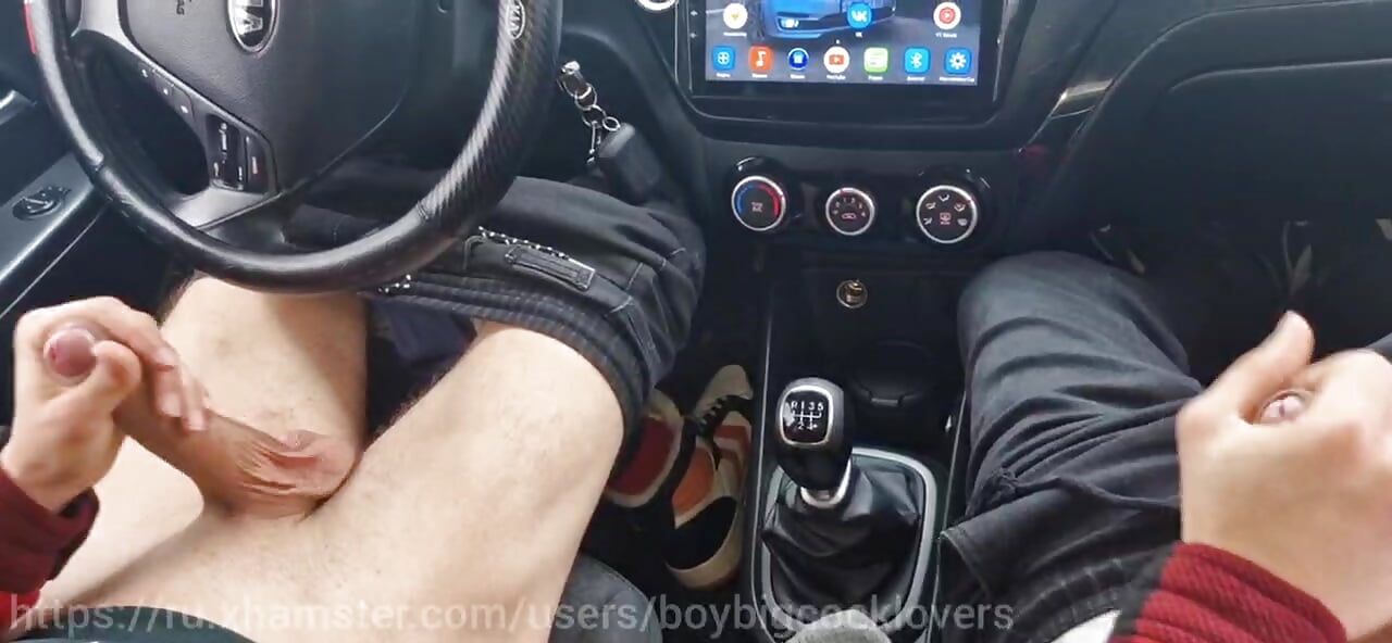 Picked up a random guy on the highway - jerk off in a taxi! Hot