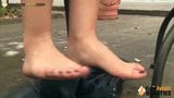 Barefoot redhead shows off cute feet in public snapshot 7
