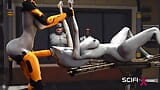 Futa sex robot plays with a female alien in the sci-fi lab snapshot 4