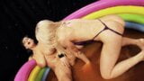 Lésbicas loiras e morenas se deitam e se sujam em uma piscina snapshot 14