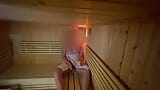 Huge relieving cumshot in sauna, almost caught masturbating snapshot 2