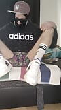 (GER) Hot Horny TwinkBoy  in smelly Socks, sniffing and later train and stretching gaping my horny Asshole snapshot 1