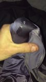 Grey satin panty crotch pocket cum snapshot 6