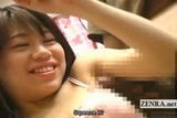 Subtitled bizarre CFNM amateur Japanese armpit handjob snapshot 10