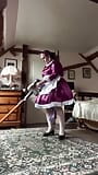 In purple and white maid outfit, from my creation in sewing, to vacuum snapshot 7