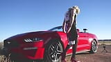 Mrs Samantha dances to the Eagles song Hotel California, in the desert near Winslow Arizona snapshot 15