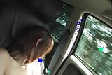 She is playing with her hairy pussy in car snapshot 17